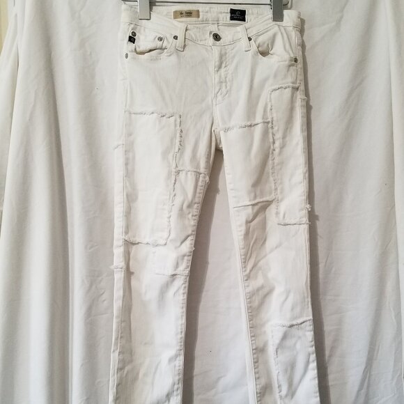 AG Adriano Goldschmied Stevie Slim Straight Jeans –Women’s 26R –White Patchwork - Picture 1 of 15